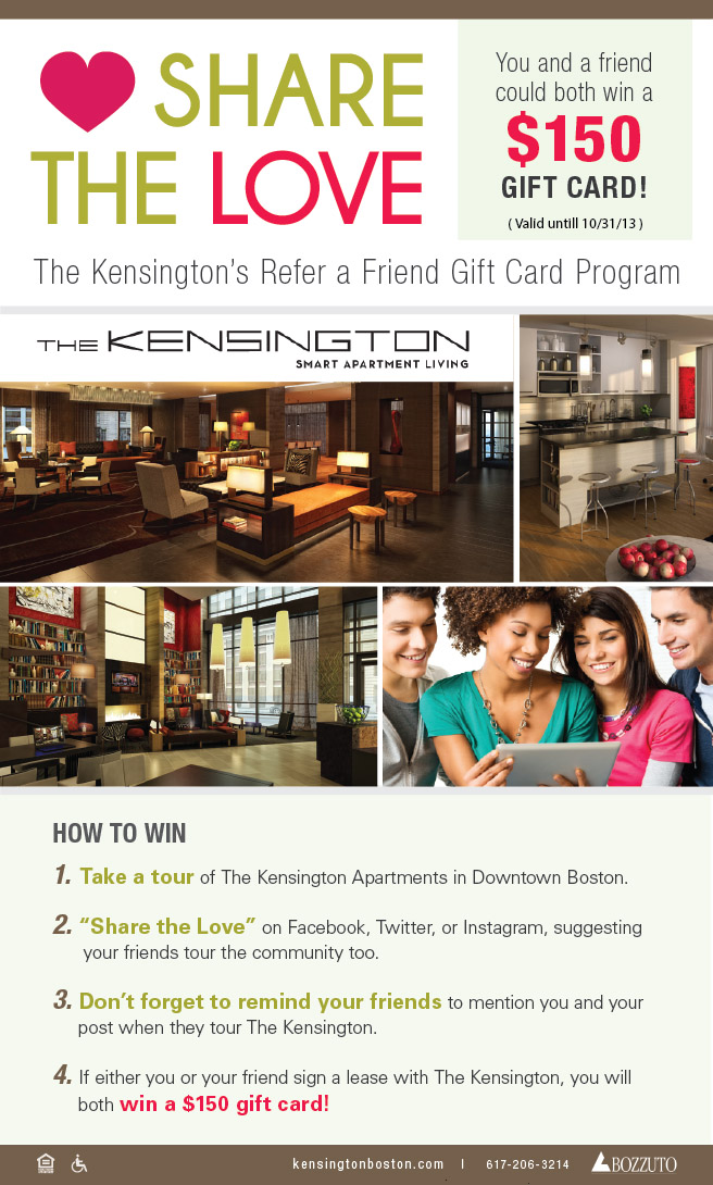 Share the Love: The Kensington’s Refer a Friend Gift Card Program